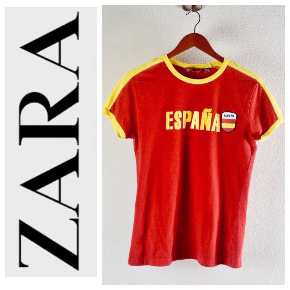 Zara Jeans “ESPANA” Soccer “7” Jersey Graphic Tee